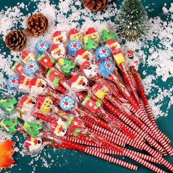 40 шт./пакет Kawaii, рождественские деревянные карандаши HB с ластиком, детские рекламные подарки, студенческие письма, живопись, канцелярские принадлежности, подарок