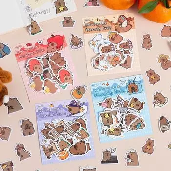 40Pcs Creative Capybara Stickers DIY Mug Decorative Decals Scrapbook Decorative Stickers Cartoon Water Bottle Decor