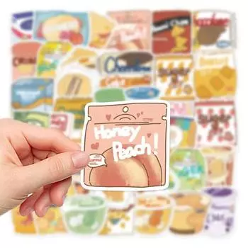 40Pcs Fashion Crisp Food Jelly Vinyl Art High Viscosity Handbook Phone Case Water Cup Graffiti Stickers Party Favor Cartoon Snack