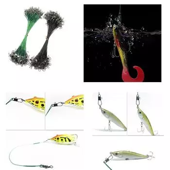 40Pcs Fishing Leader Wire With Swivel AntiBite Steel Fishing Line Fishing Wire Leader Line Fishing Accessory Tool 15 чёрный