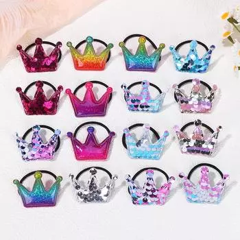 40pcs Girls Glitter Star Crown Heart Hair Ties Boutique Headwear Cute Rainbow Random ColorHairbands Fashion Hair Accessories