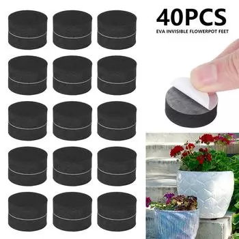 40Pcs Natural Rubber Pot Mat Invisible Plant Pots Risers Pad Flower Pot Feet Black Flower Plant Pot Feet Risers