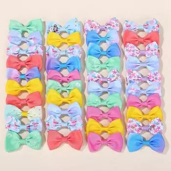 40Pcs random bowknot hairclips girls colorful mini hair bangs side clip cartoon baby kids party travel boutique headwear