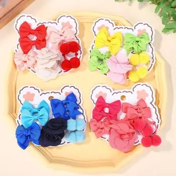 40Pcs/Set Girl Cute Flower Bow Scrunchies Rubber Bands kids Random Sweet Hair Bands Hair Tie Kid Hair Accessories Holiday Gift