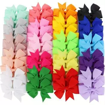 40Pcs/set Sweet Colorful 3 Grosgrain Ribbon Hair Bows Clips for Baby Girls Boutique Hairpins Headwear Kids Hair Accessories