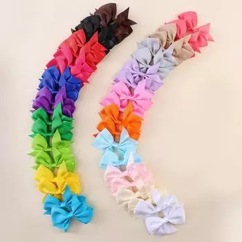 40Pcs/set Sweet Ribbon Bows Hair Clips For Baby Girls Solid Color Cute Kids Small Hairpin Barrettes Accessories Headwear