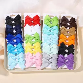 40pcs solid color webbing bow hair clip children s boutique bangs hair clip random 4 sets of hair clips