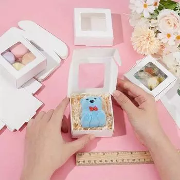 40pcs White Mini Kraft Paper Boxes with Viewing Window - Perfect for Soap, Treats & Favors, 2.56 X 2.56 X 1.18 Inch other