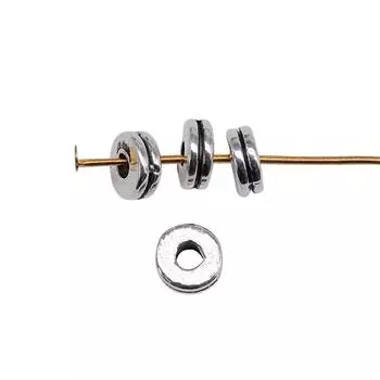 40шт Бусины-разделители Бусины Античное Серебро Цвет Цинковый Сплав 6X3мм