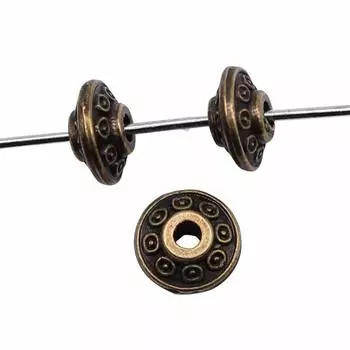 40шт бусины-разделители с маленькими отверстиями бусины античная бронза цвет цинковый сплав 6х6х3мм