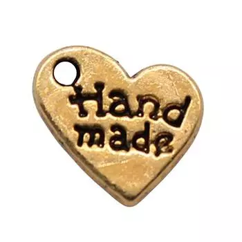 40шт подвески и ожерелья в виде сердечек ручной работы цвет античное золото 8х8мм