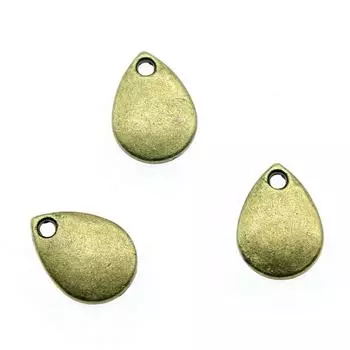 40шт. Подвески в виде капель воды, подвески, античная бронза, цвет цинкового сплава, 11х8 мм.