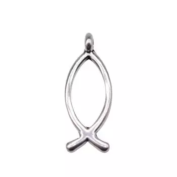 40шт подвески в виде рыбы-Иисуса, подвески античное серебро, цвет цинкового сплава, 20х8 мм