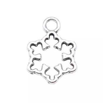 40шт подвески в виде снежинок аксессуары для ювелирных изделий цвет античное серебро 16х11мм