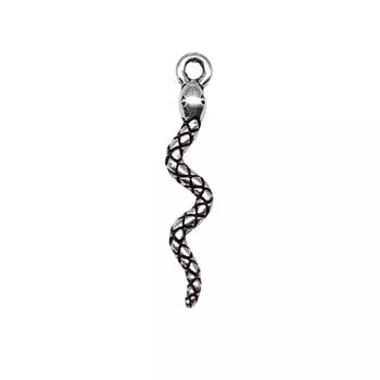 40шт Подвески в виде змей Античное серебро Цвет цинкового сплава 23X4мм