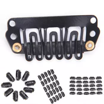 40шт U-образные стальные зажимы для наращивания волос с перьями, парики, уточные перья чёрный