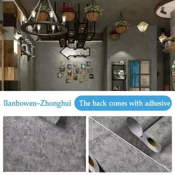 40см ПВХ Темно-серые Водонепроницаемые Обои в Индустриальном Стиле Самоклеящиеся Библиотека Гостиная Спальня Ремонт Стен Виниловая Наклейка 40CMx5M