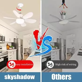 40W LED Ceiling Fan Lamp E27 With Remote Control Safety 360 Socket Fan 3 Speed Strong Wind Silence For Room Home Lighting 30W