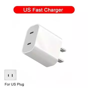 40W PD Charger Dual USB C Fast Charging Charger QC3.0 Mobile Phone Charger Power Adapter for iPhone 16 15 14 Xiaomi Wall Charger US Charger
