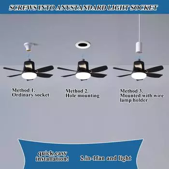 40W Socket Ceiling Fan With LED Light And Remote Control E27 Chandelier Fan Bulb 4 Speed Silent For Bedroom Garage Kitchen AC 85-265V белый