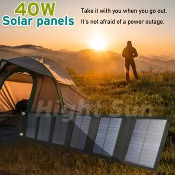 40WSolar Panel, складная солнечная панель, зарядное устройство для портативной электростанции, генератор чёрный