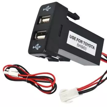 40x20MM Dual USB Outlet 4.2A Автомобильное зарядное устройство с 2 портами Автомобильный адаптер питания для Toyota Tacoma Land Cruiser Tundra Prado 120 чёрный