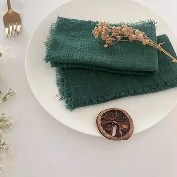 40x40 см 12 шт темно-зеленые салфетки ручной работы марлевые хлопчатобумажные салфетки для украшения стола свадьбы Рождества Дня рождения вечеринок
