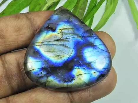 40X42MM Natural Labradorite Multi Purple Pear Cabochon Loose Gemstone 87Cts. SK-4062