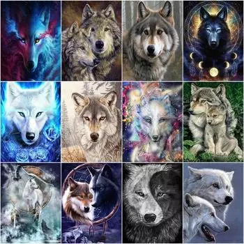 40x50 см Алмазная вышивка волк полный круглый алмазная живопись животное мозаика ручной работы украшение дома подарок Full Round 20x30CM