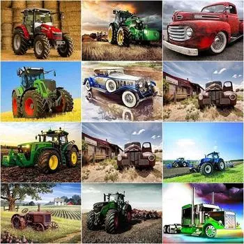 40x50 см алмазная живопись трактор ферма пейзаж стразы 5D DIY Алмазная вышивка автомобильная мозаика вышивка крестиком Craft K Full Round 20x30CM