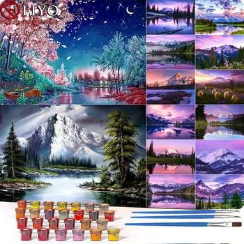 40x50 см DIY картина по номерам фиолетовый пейзаж акриловая краска на холсте по номерам ручная роспись для украшения дома