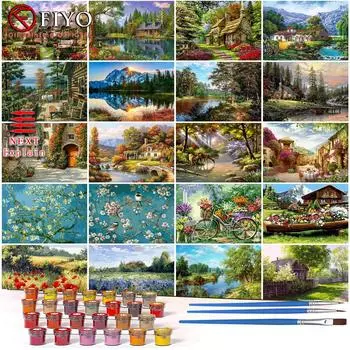 40x50 см домашний пейзаж DIY картина по номерам настенная художественная картина уникальный подарок ручная роспись маслом для домашнего декора