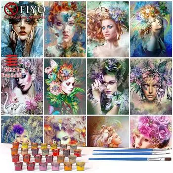 40x50 см картина маслом девушка портрет DIY краска по номерам цветок женщина на холсте украшение дома Diy рамка цифровая живопись
