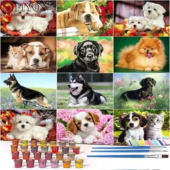 40x50 см набор животных для собак, картина по номерам на холсте, акриловая краска для взрослых, наборы «сделай сам», рисунок с изображением, раскраска по номерам, декор