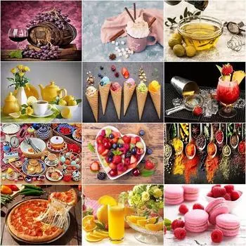 40x50 см полная круглая дрель 5d Diy алмазная живопись фрукты еда вышивка крестиком горный хрусталь мозаика декор для специй Full Round 20x30CM