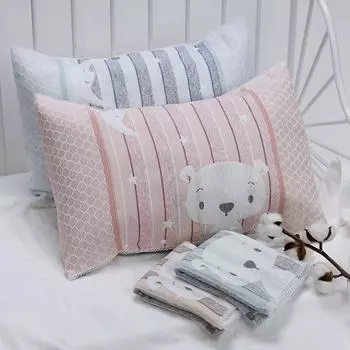 40x58 см трехслойная марлевая наволочка хлопковая наволочка корейская наволочка кровать зелёный