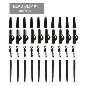 40x аксессуары для ловли карпа, безопасные зажимы для свинца, резиновый конус, рукав с защитой от запутывания, быстросменные вертлюжки для рыболовных снастей