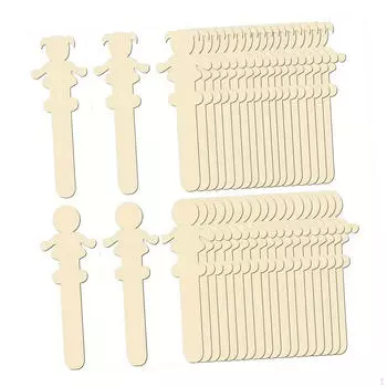 40x Деревянные палочки для поделок с персонажами Незаконченные деревянные фигурки Творческий декор Детские фестивали