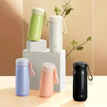 410/530 мл однотонная студенческая вакуумная бутылка для воды детские изолированные стаканы из нержавеющей стали 304 с силиконовой веревкой 410ml белый