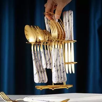 410 нержавеющая сталь 24 шт титановый западный пищевой нож для стейка вилка ложка