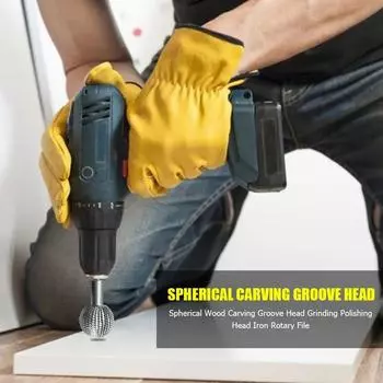 41,2 мм Extreme Sphere Rotary Burr Carbide Burr Шарообразная вращающаяся фреза Шлифовальная головка для резьбы по дереву Шарообразная шлифовальная головка Gouge серебряный