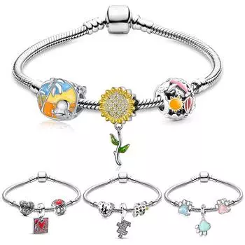 41 стиль, высокое качество, кристаллы и эмаль, эмаль, подвеска из бисера, цепочка в виде змеи, подвески, браслеты для женщин, ювелирные изделия 21cm