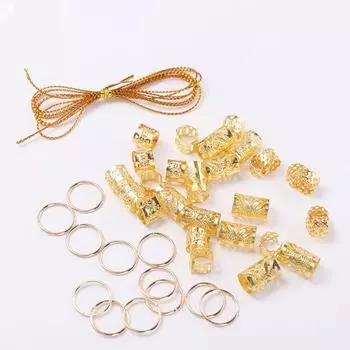 41pcs Dread Locks Hollow Out Hair Ring Hair Braiding Metal Cuff Clips Dreadlocks Beads Hair Rope Dirty Braids Hair Braid Tubes