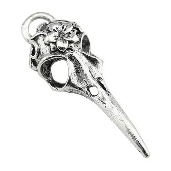 41x12 мм голова птицы череп подвески античный серебряный цвет ювелирные изделия бренд: WYISYWG 4 шт.