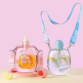 420/580/830ml Water Bottle Large Capacity Mug With Cup Strap Portable Summer Outdoor Tumbler Sport Spray Kettle Cute Fitness Jug Without Sticker