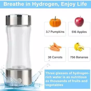 420 мл водородная бутылка для воды, улучшенная вода, зарядка через USB, стеклянная чашка для воды, генератор, машина для домашнего офиса, путешествий, ежедневного питья серебряный