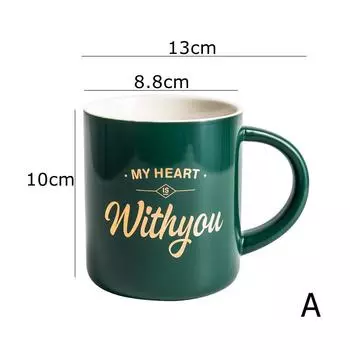 420 мл зеленая керамическая кружка для воды большая чашка для напитков золотые слова кружка для кофе молочная чашка чашка для завтрака посуда для напитков безопасна для микроволновой печи