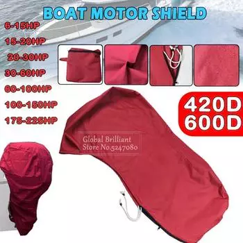 420D/600D 6-225HP Boat Full Outboard Engine Cover Protection Waterproof Sunshade Dust-proof Anti-wind Anti-cold For Motor Red 420d