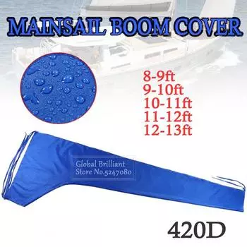 420D Sail Cover Mainsail Boom Boat Cover Anti UV Sunshade Boom Sail Cover 8-9Ft 9-10Ft 10-11Ft 11-12Ft 12-13Ft Waterproof