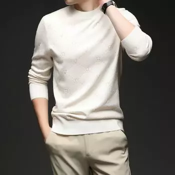 420g Wool Padded Men s Sweater Spring and Autumn Leisure Mulberry Silk Sweater Men s Clothes M